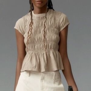 The Tabby Ruched Cap-Sleeve Tee by Pilcro